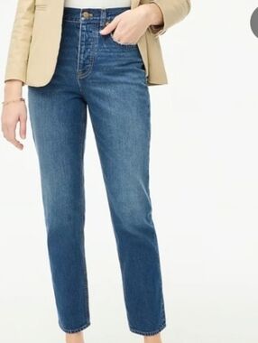 J. Crew Women's Blue Vintage Straight Cropped Jeans with Button-Fly